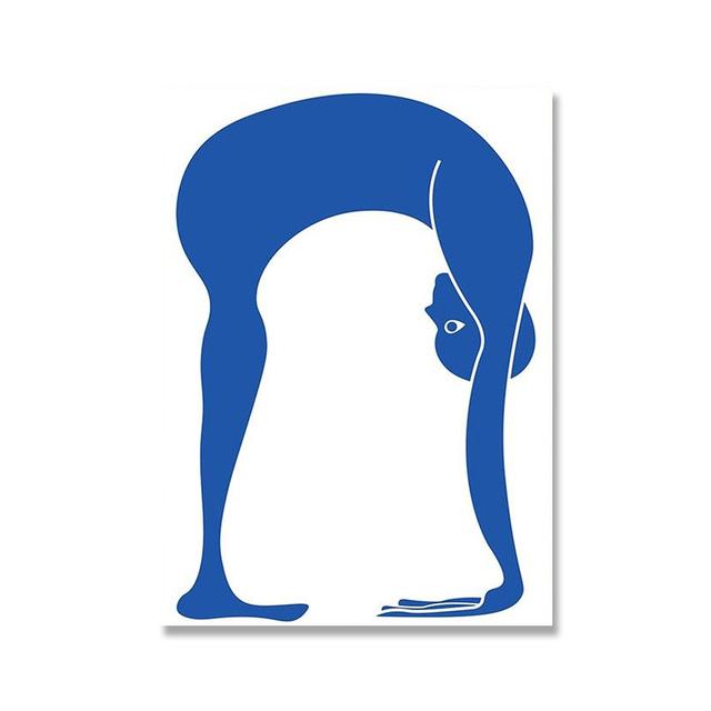 Scandinavian Posters and Prints Blue Nude Yoga Pose Canvas Painting Abstract Wall Pictures for Living Room Home Decor No Frame