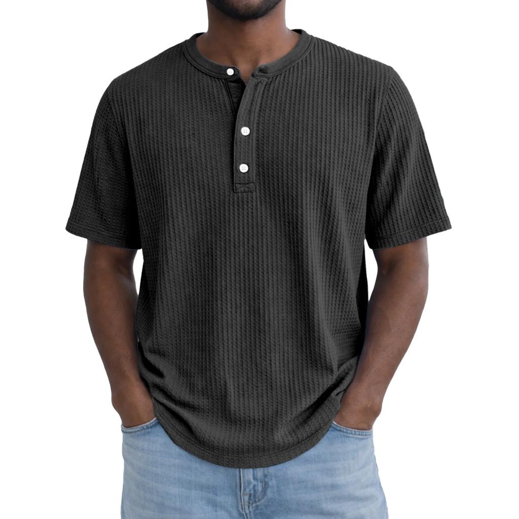 Men's Collar Color Short Sleeve Round Neck T-shirt
