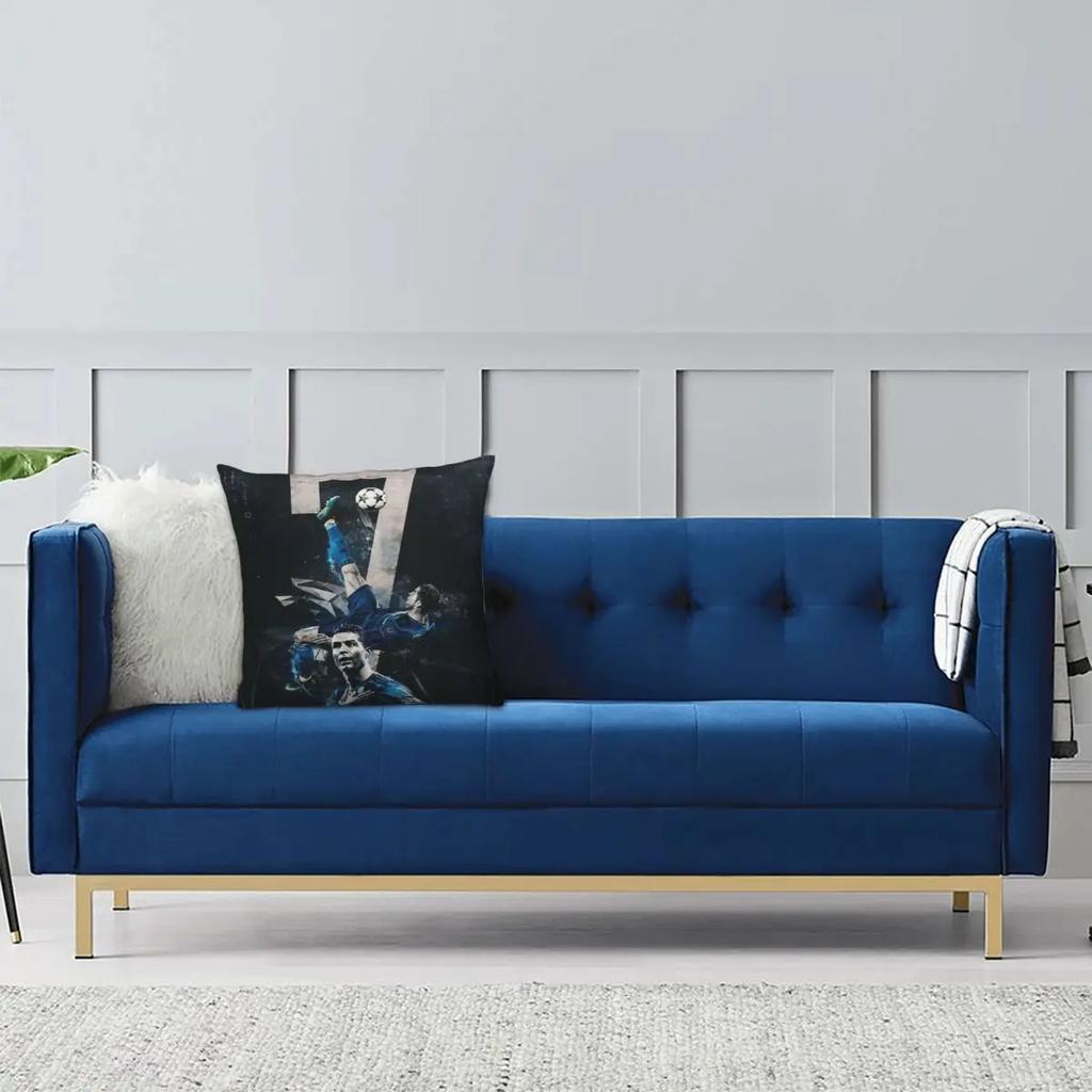 CR7 Ronaldo Fußball Kissenbezug Beidseitiger Druck Kissenbezug Deko Sofakissenbezug Sitz Reißverschluss 45*45cm