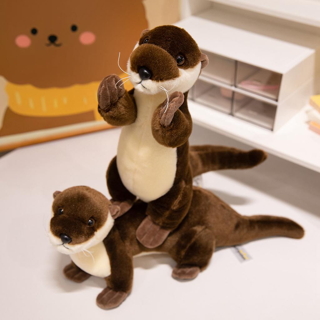 Kawaii ReaListic Otter Plush Toys Stuffed Appease Baby Animal Bank Beaver Doll Pillow Christmas Birthday Party Gift Room Decor