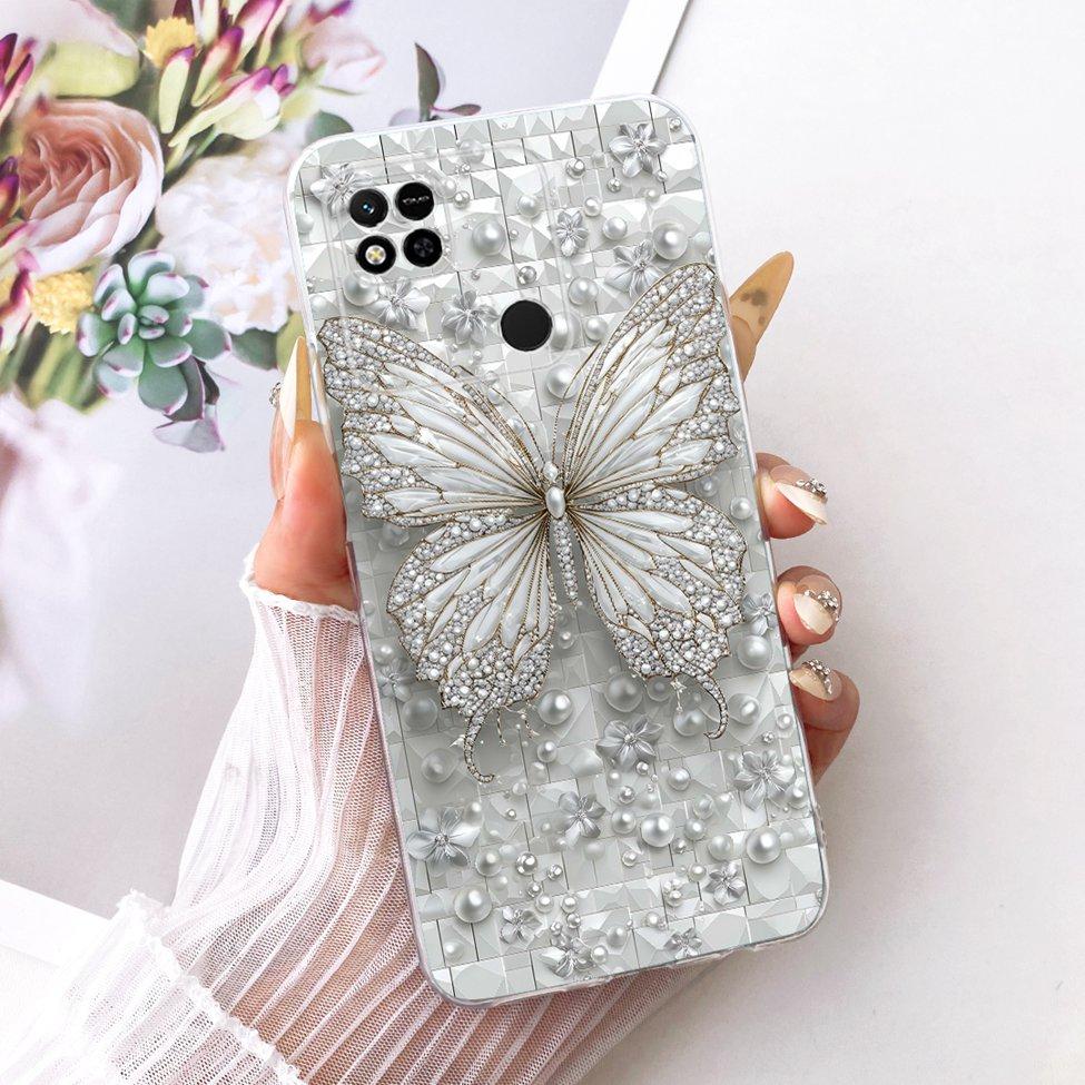 For Redmi 10A Case Cover Transparent Cute Cat Fashion Butterfly Funny Painted Casing 220233L2C 220233L2I 220233L2G