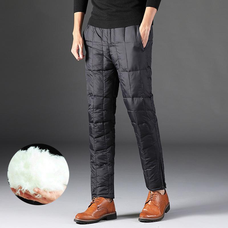 Men's Winter Down Pants Lightweight Waterproof Windproof Warm Trousers Outdoor Hiking Skiing Pants