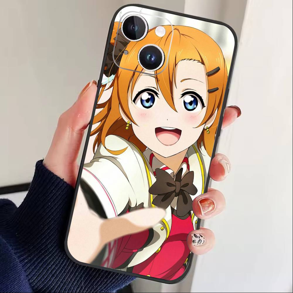 Kousaka Honoka-Love Live Phone Case For iPhone 17 16 15 14 13 12 Max Plus Silicone Black Cover