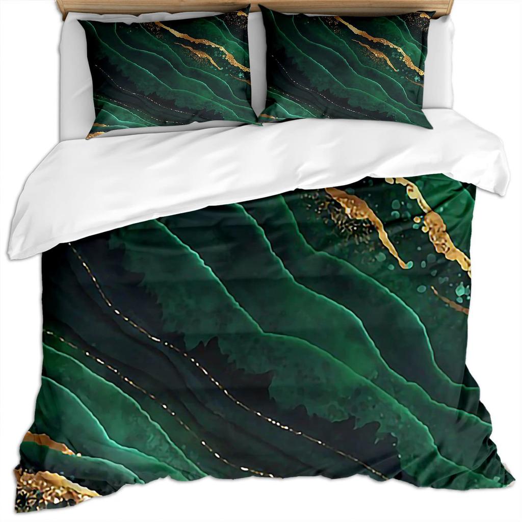Golden Green Corrugated Bedding Three-Piece Quilt Cover