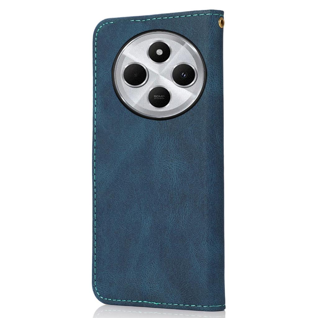 For Xiaomi Poco C75 4G/Redmi 14R 5G/14C 4G Cover Color Splicing Wallet Stand Leather Phone Case with Wrist Strap