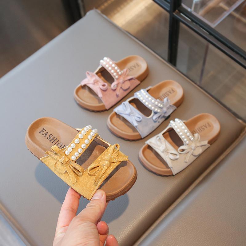 Girls slippers Children's Non-slip Student Fashion Bow New Summer Shoes Soft Sole Beach slippers Kids