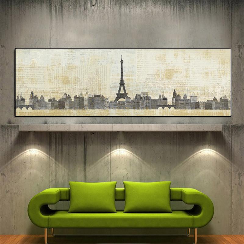 Modern Abstract Art Canvas Painting Hand Painting New York and Paris on Canvas Oil Painting for Home Wall Decoration Frameless