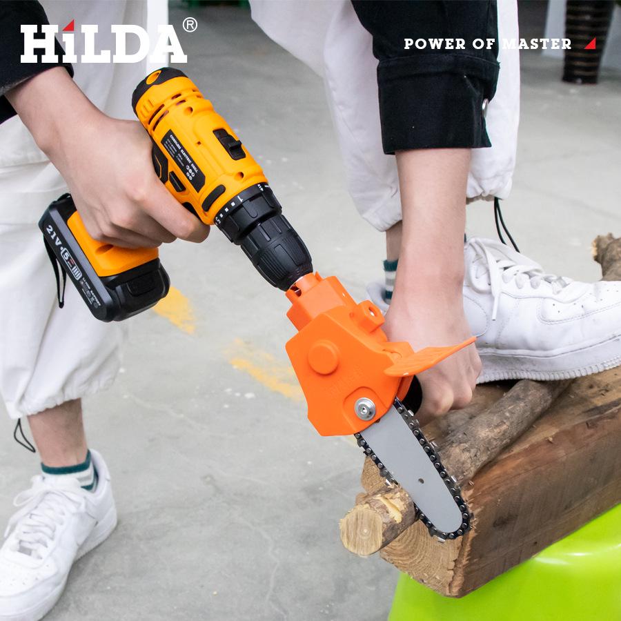 HILDA Electric Chain Saw & Drill: Portable Woodworking & Gardening Pruning Tool