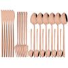 24Pcs Pink Gold Cutlery Set Knife Forks Coffee Spoon Tableware Set Mirror Flatware Stainless Steel Dinnerware Western Silverware