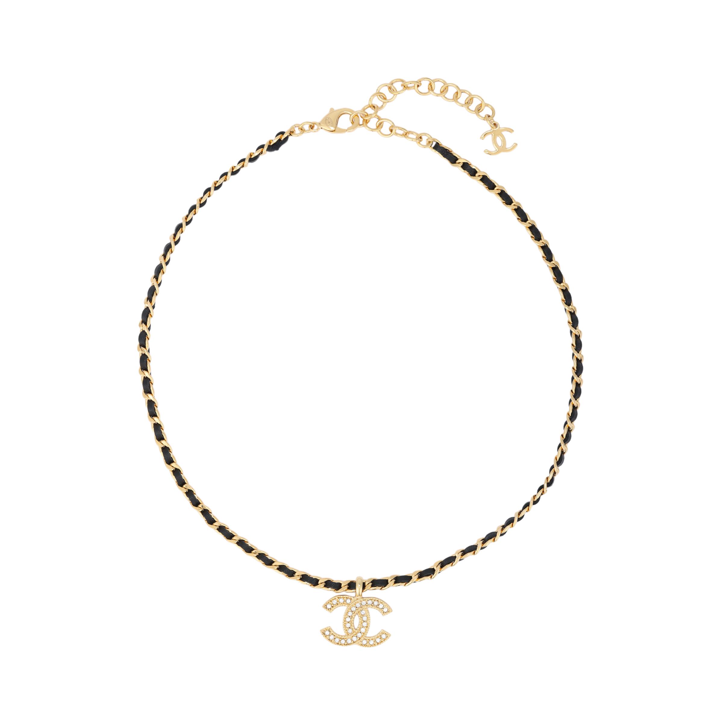 

Chanel Coco 24K Logo Design Necklace Women necklace Black ABE736B18631NAAPW Box+Padding Board