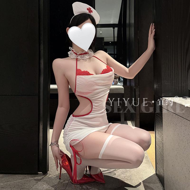 Erotic Underwear Sexy Nurse Pure Desire Role-playing Nightclub Hip-Hugging and Waist-cinching Uniform Seductive Set 1506