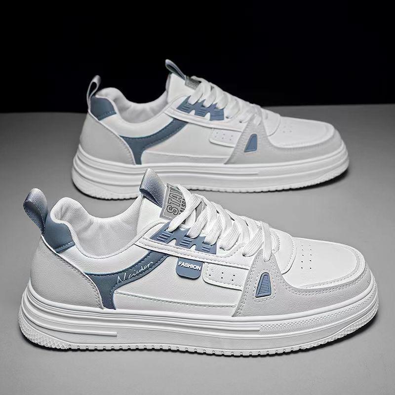 Men's White Plus Velvet Black Skateboard Shoes - Fashionable Autumn Casual Sneakers