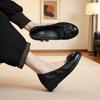 Shallow Wedge Heel Single Shoes Women's 2025 New Autumn Wedge Heel Black Soft Sole Soft Leather One Pedal Middle-aged Mother Leather Shoes