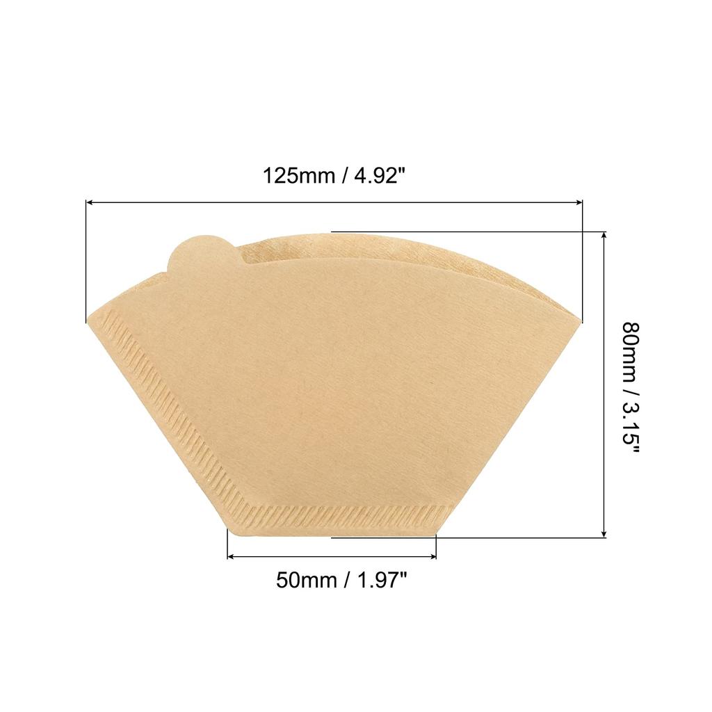 PATIKIL 200-Piece Brown Paper Cone Filters, 125 X 50 X 80 Mm, Disposable for Pour-Over Drip Brewing, Suitable for Cafes, Offices, and Home Use,