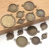 10pcs 8/10/12/14/16/18/20/25mm Round Cabochon Base Double Hole Blank Bezel Trays For Jewelry Making DIY Necklace Accessories