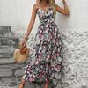 Vacation Backless Floral Printed Suspender Dress