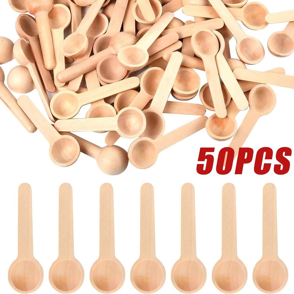 10/30/50Pcs Wooden Spoons Mini Tasting Spoons Condiments Salt Spoons for Kitchen Cooking Seasoning Oil Coffee Tea Sugar