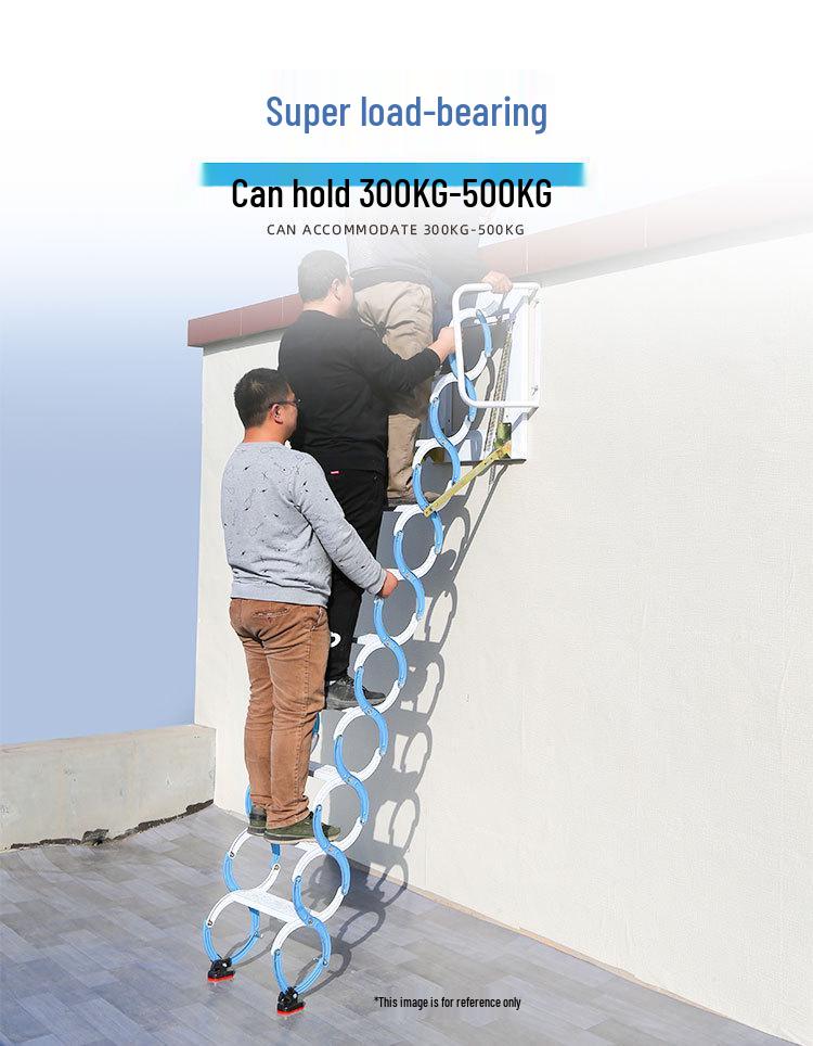 Guan Gu Wall-Mounted Attic Telescopic Ladder: Titanium-Magnesium Aluminum Alloy, Indoor/Outdoor Folding Lifting Ladder.