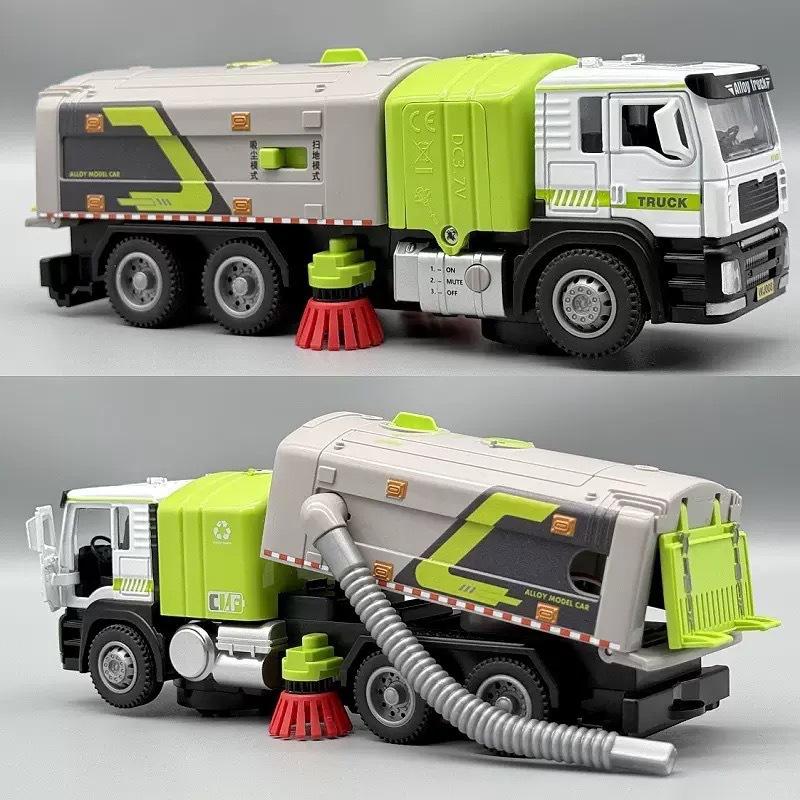 1: 50 Alloy Environmental Sanitation Sweeping Vehicle Model Simulation Vacuum Cleaning Electric Sound And Light Boy Toy Car