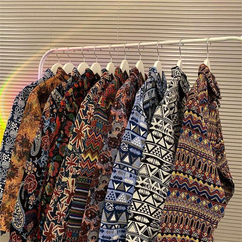 Cămașă bărbătească cu mânecă lungă, stil retro cubanez vintage - stil etnic japonez pentru toamnă și iarnă