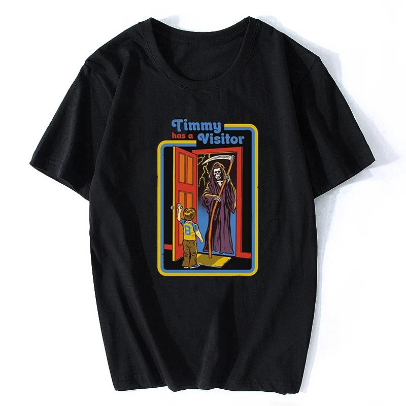Timmy Has A Visitor Retro Vintage Horror Death T-Shirt Let s Summon Demons Harajuku Streetwear Funny Cotton Printed Tshirt S
