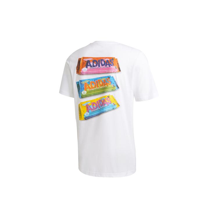 Adidas T Shirts Men's White Crew Neck Moderate Straight Fit (Unisex) T-Shirts GE4667