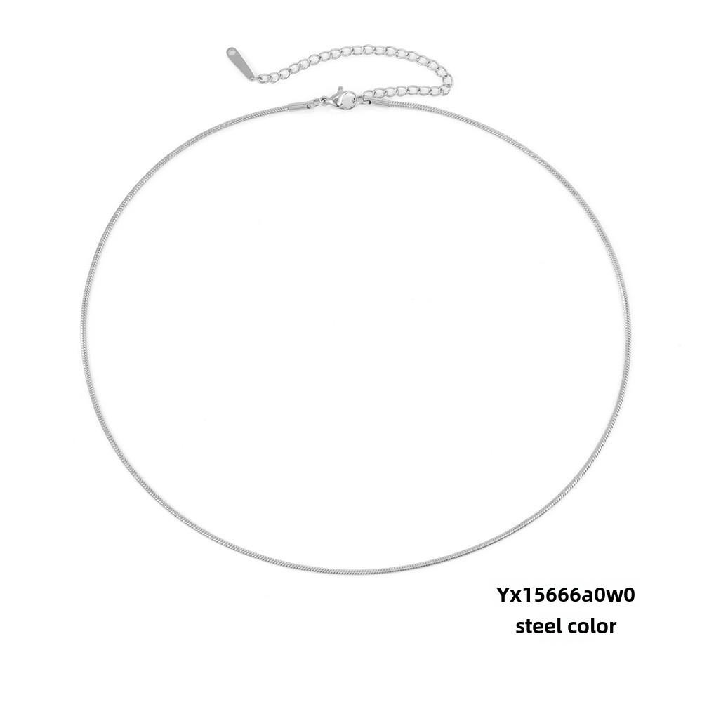 eManco Titanium Steel Round Chain Necklace - Simple European/American Style for Women and Couples, Long Snake Bone Chain, Clavicle Design.