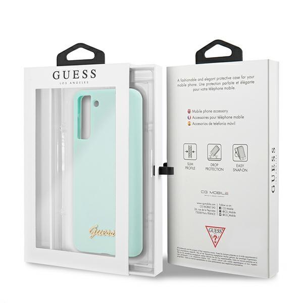 Guess Guhcs21Mlslmglb S21+ G996Niebieski/Blue Hardcase Silicone Script Metal Logo
