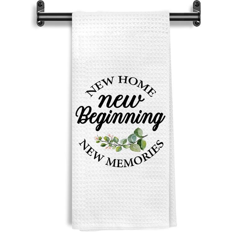 New Memories Home Beginning Kitchen Towels, House Warming Gifts New Home Hand Towels for Bathroom Kitchen Decorative, Housewarming Gifts for Women Green Home