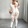 Plus Size Floral Print 3 Piece Outfit, Long Sleeve Open Front Cardigan Cami Top Leggings Set for Women