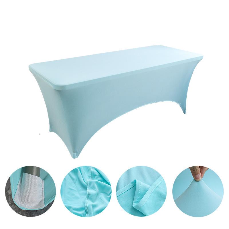 High-End Hotel Restaurant Wedding Exhibition Bar Cover Solid Color Thickened Square Tablecloth Elastic Table Cover