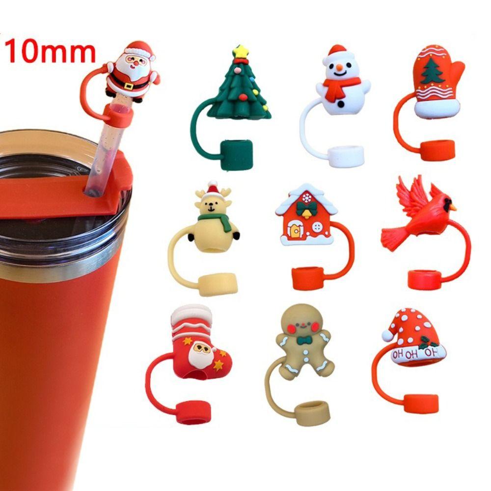 Opakovaně použitelná silikonová zátka na brčko Silikonové krytky na konce brček Nový uzávěr proti prachu na pití Vánoční dekorace