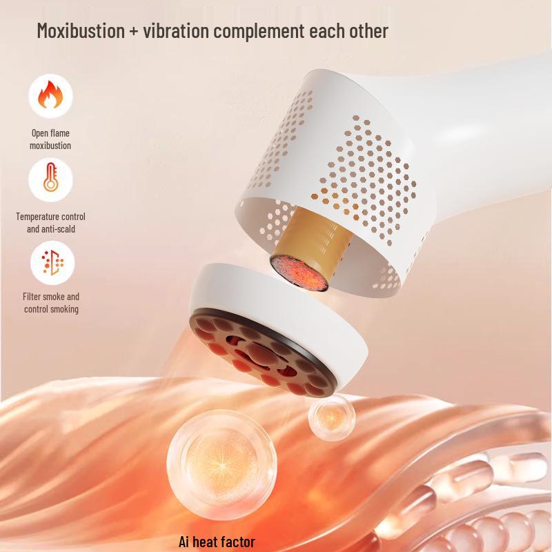 Portable Multifunctional Moxibustion and Gua Sha Device with Heat Compress & Vibration Bianstone Stick
