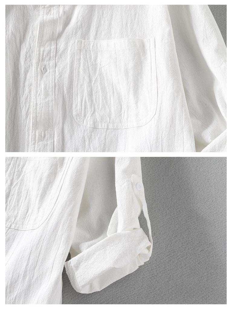 Men's Casual Short-Sleeve Linen Shirt - Summer Cotton Blend