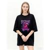 Oversized T Shirt Black Attitude Be Yourself Bear Graffiti Print Casual Streetwear Fashion Women Summer Top