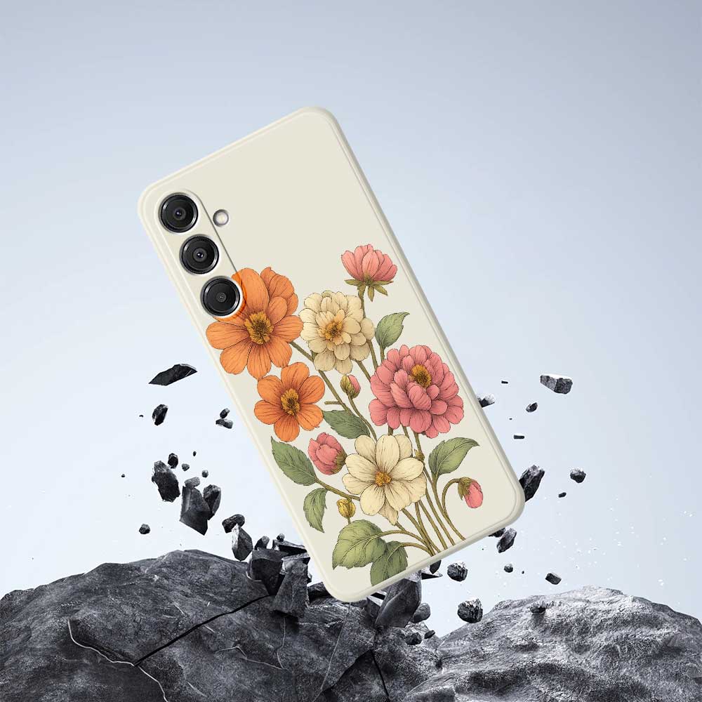 For Samsung Galaxy A16 5G/4G Case Beautiful Flowers Pattern Printing Straight Edge TPU Phone Back Cover
