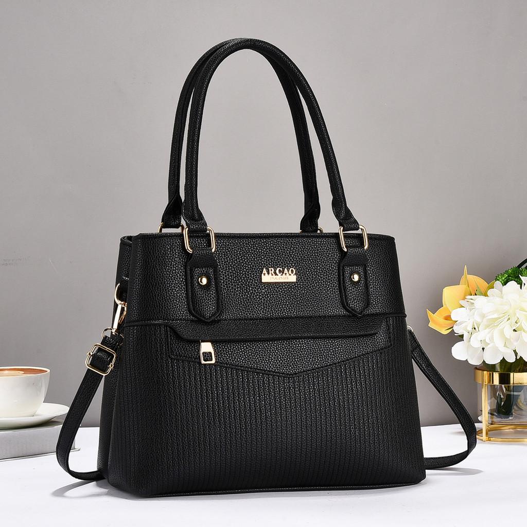 Elegant Black Pu Tote Bag For Women With Stylish Design And Interior Spacious