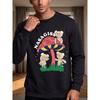 Men'S Round Neck Pullover Sweatshirt, Cartoon Bear Mushroom Letter Print Top, Loose Casual Long Sleeve Streetwear Men'S Clothing NS3054
