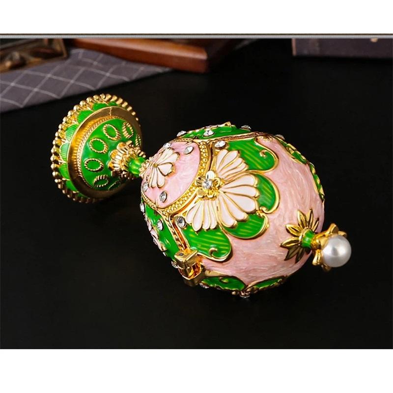Luxus-Emaille Fabergé-Stil Eier Schmuckschatulle Legierung Schmuckaufbewahrung Dekoration