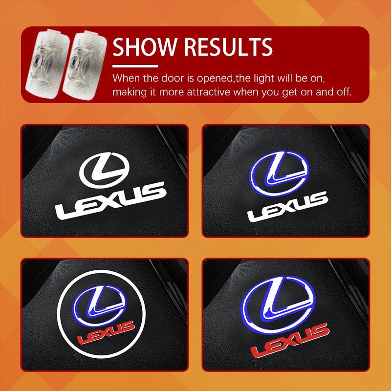 LED Bil Dør Logo Prosjektor Ghost Shadow Velkomstlys For Lexus ES250 ES300 ES350 RX300 LX470 LX570 ES RX GX UX RC Tilbehør