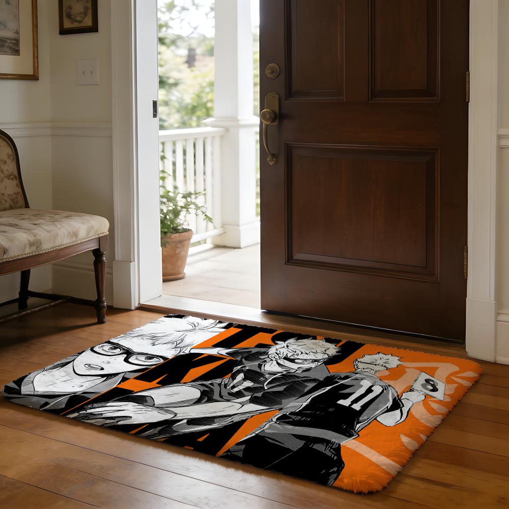 Hotblooded Anime HHaikyuu Floor Mat Soft Flannel Absorbent Mat Non-Slip Rug Home Bedroom Bathroom