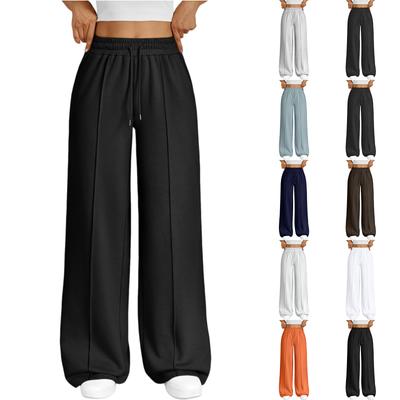 Fashion Women's High Waist Wide Leg Loose Casual Pants Trousers Women's Sports Pants Drawstring Women