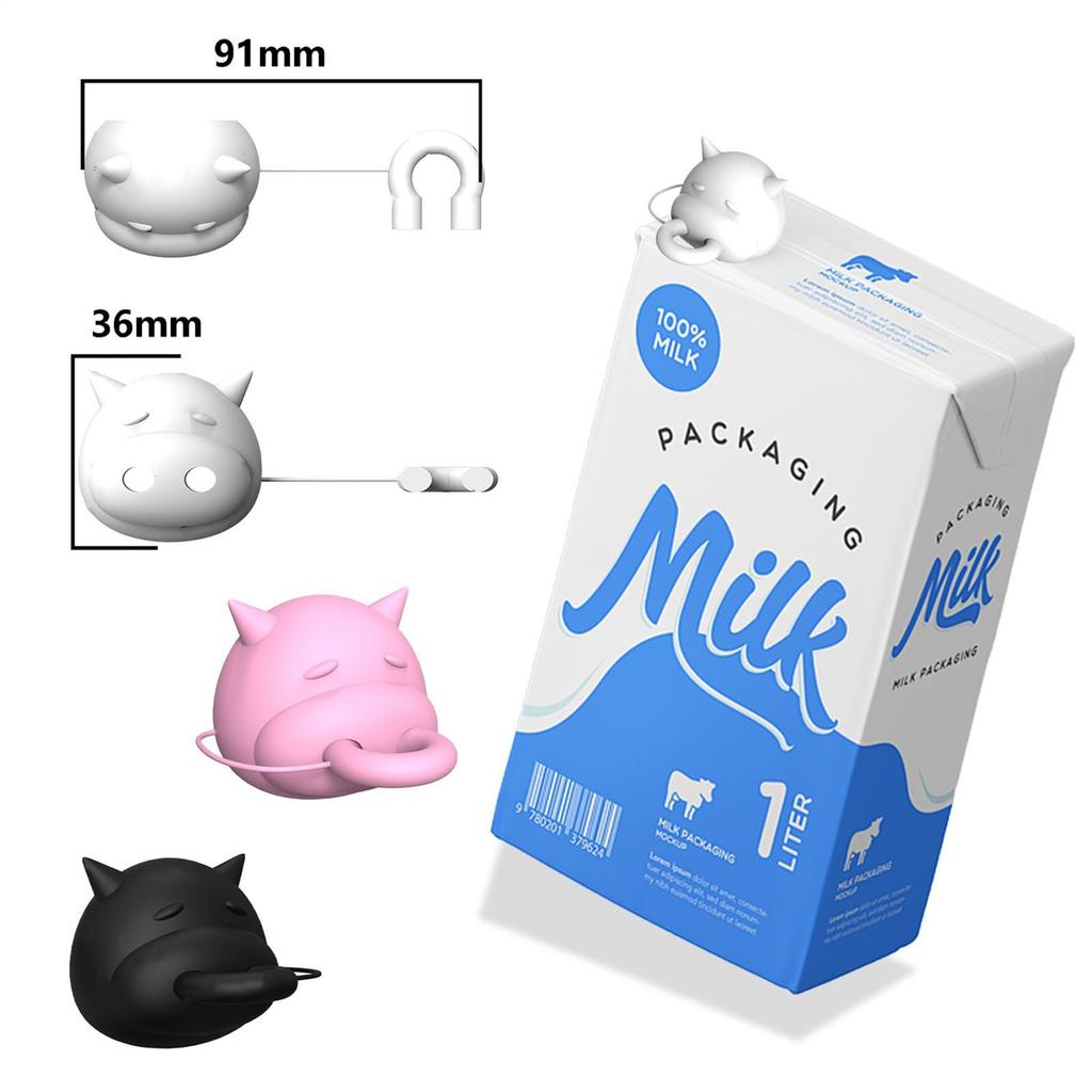 Silicone Milk Bottle Pourer Lid Milk Carton Lid In Cow Shape, Rotating Drink Box Cap Dispenser Attachment, Funny Milk Bottle Stopper