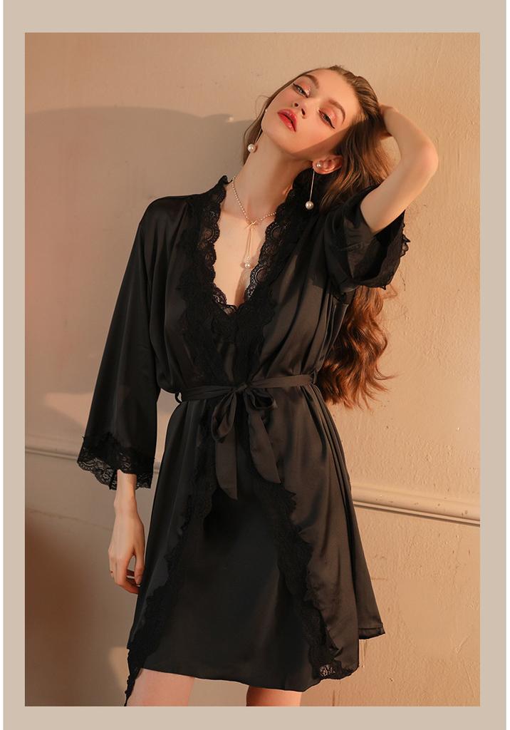 Beautiful Yarn New Sexy Home Pajamas Set Women's Deep V Suspender Nightdress Sexy Backless Lace Nightdress