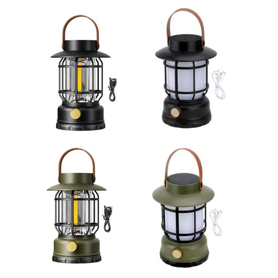 Outdoor Solar Camping Lantern IPX4 Waterproof USB Rechargeable LED Light Super Bright Lightweight Hiking Tent Hanging Emergency Lamp