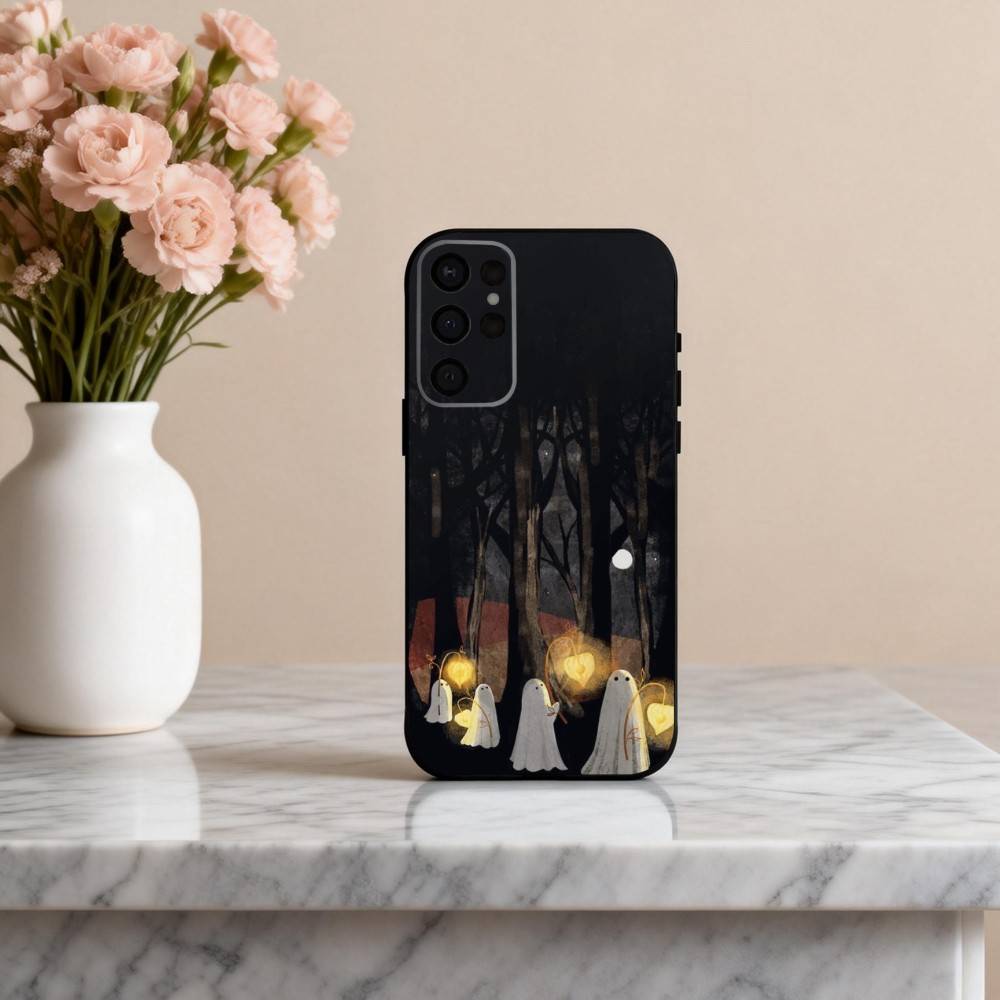 L-Little G-Ghost A-Art Phone Case For Samsung S25,24,23,22,30,21,10,9,Ultra,Plus,Lite,FE,4,5 G Soft Black Case Samsung S26