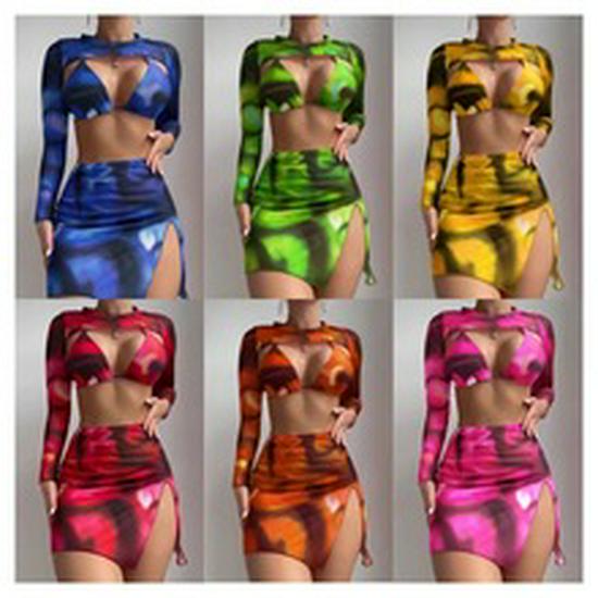 Women's Sexy Multi-Color Digital Print Lace-Up Bikini Swimwear