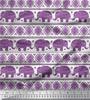 Soimoi Japan Crepe Satin Fabric Aztec & Tribal Elephant Ethnic Print Sewing Fabric Metre 42 Inch