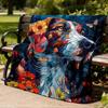 1pc Stained Glass Dog Outdoor Flannel Blanket, Cozy & Warm Soft Te Playful Design, Napping Camping,