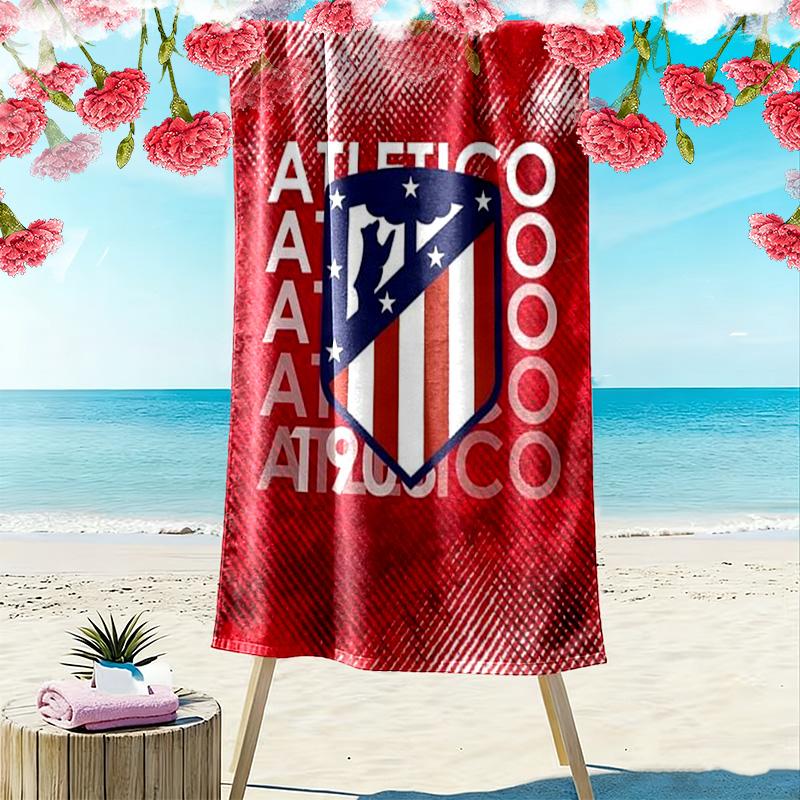 Atletico Madrid Logo Print Beach Towel, Large Soft Quick Dry Towel for Beach Camping Swimming